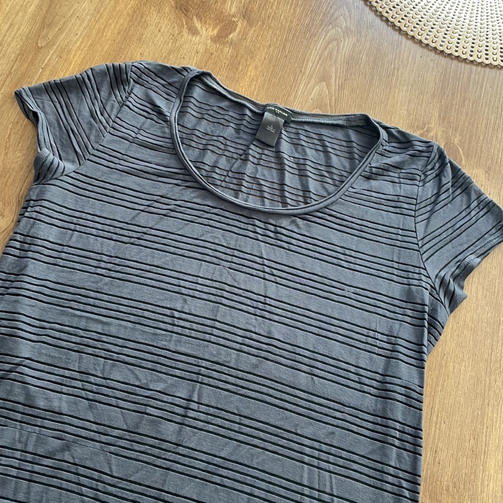 Ann Taylor Factory Gray Striped T-Shirt